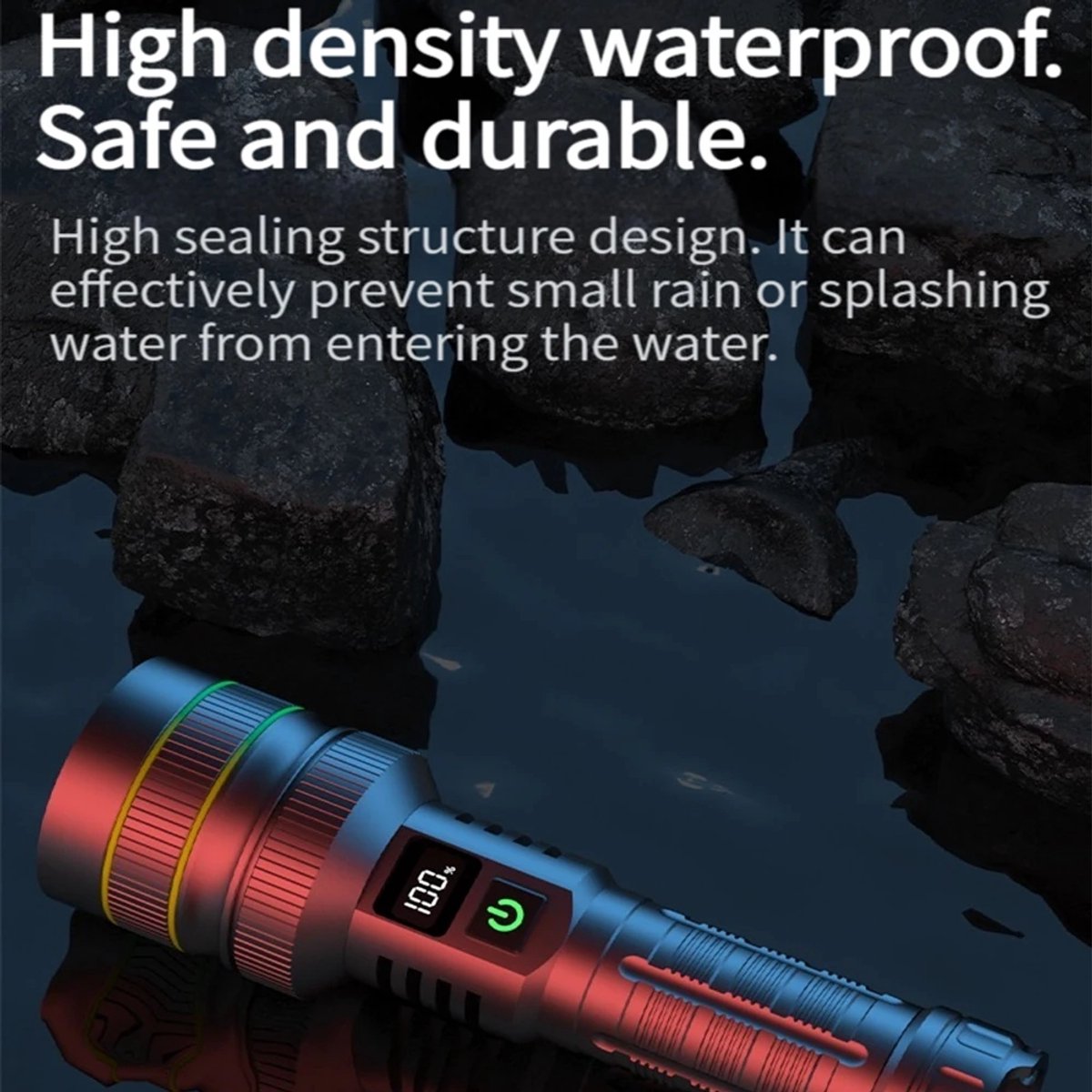 Rechargeable LED Flashlight - Military Flashlight - 5000 lumens - 26650 rechargeable battery - 6 modes - V1188-MS-313-0535