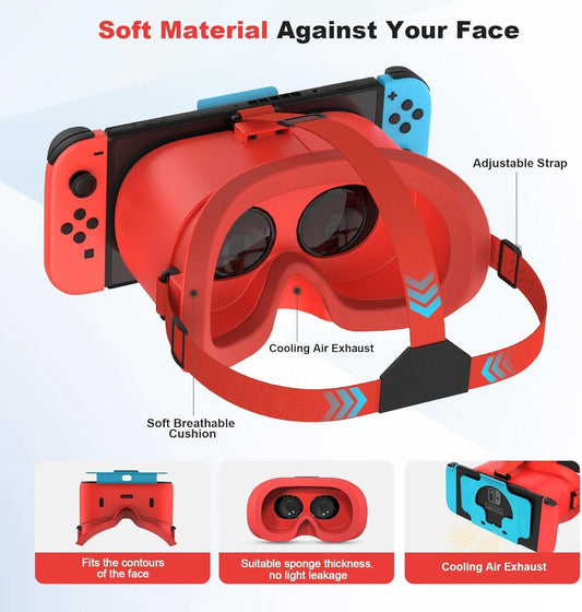 Compatible with Nintendo Switch VR headsets and OLED models, VR virtual reality glasses with adjustable HD V1188-MS-313-0560