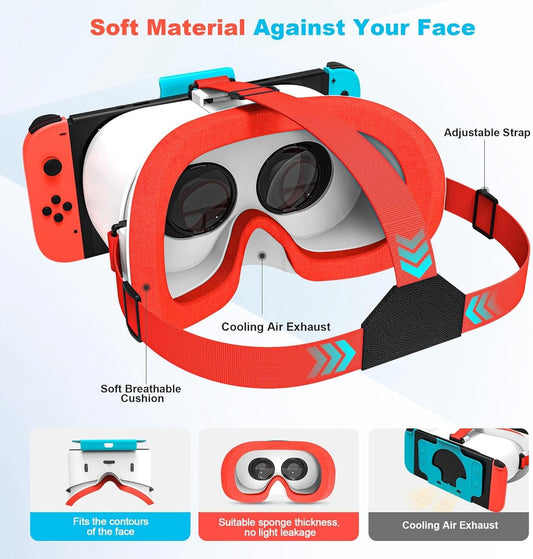 Compatible with Nintendo Switch VR headsets and OLED models, VR virtual reality glasses with adjustable HD V1188-MS-313-0561