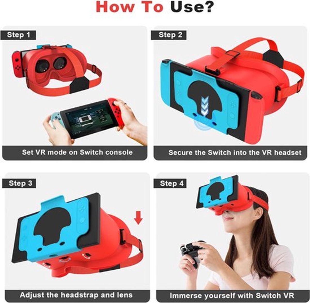Suitable for Nintendo Switch VR headsets and OLED models, VR virtual reality headset with adjustable HD V1188-MS-313-0562