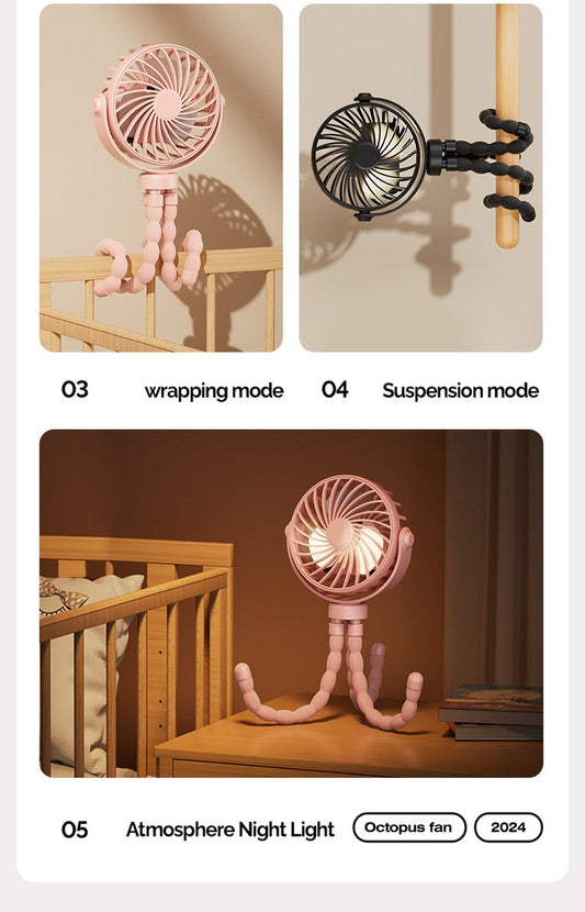 Handheld Fan - Rechargeable Portable Fan - Black - Cordless Handheld Table Fan - Mini Stroller Fan - 3 Modes V1188-MS-313-0565