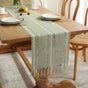 Striped Woven Table Runner - Embroidered Woven Table Runner with Tassels - Bohemian Style Striped Woven Table V1188-MS-313-0572