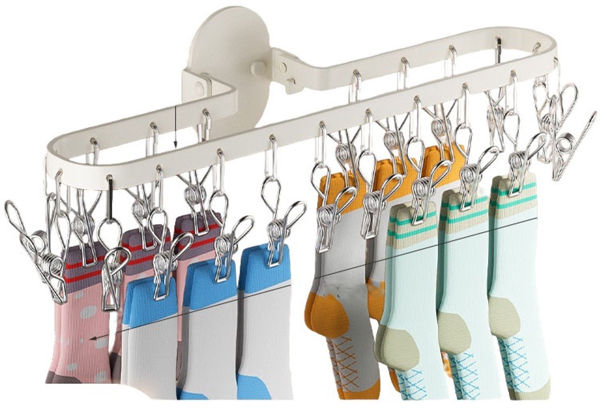 Wall-mounted folding clothes dryer - Space-saving - No need for extra hangers - Foldable design - 20 V1188-MS-313-0579