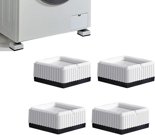 Universal anti-vibration feet - 4x square furniture risers - Stackable table feet for washing machine, V1188-MS-313-0582