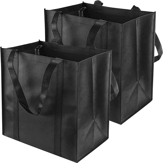 Shopping bag, tote bag, foldable shopping bag, set of 2, black, extra large tote bag with handles, 38 x 32 x V1188-MS-313-0588