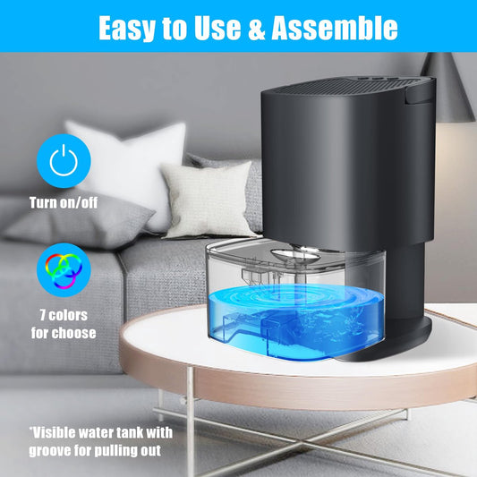 Ultra-quiet smart air dehumidifier - 1L capacity - Dehumidifier for bedroom, bathroom, basement, house - 2 in V1188-MS-313-0590