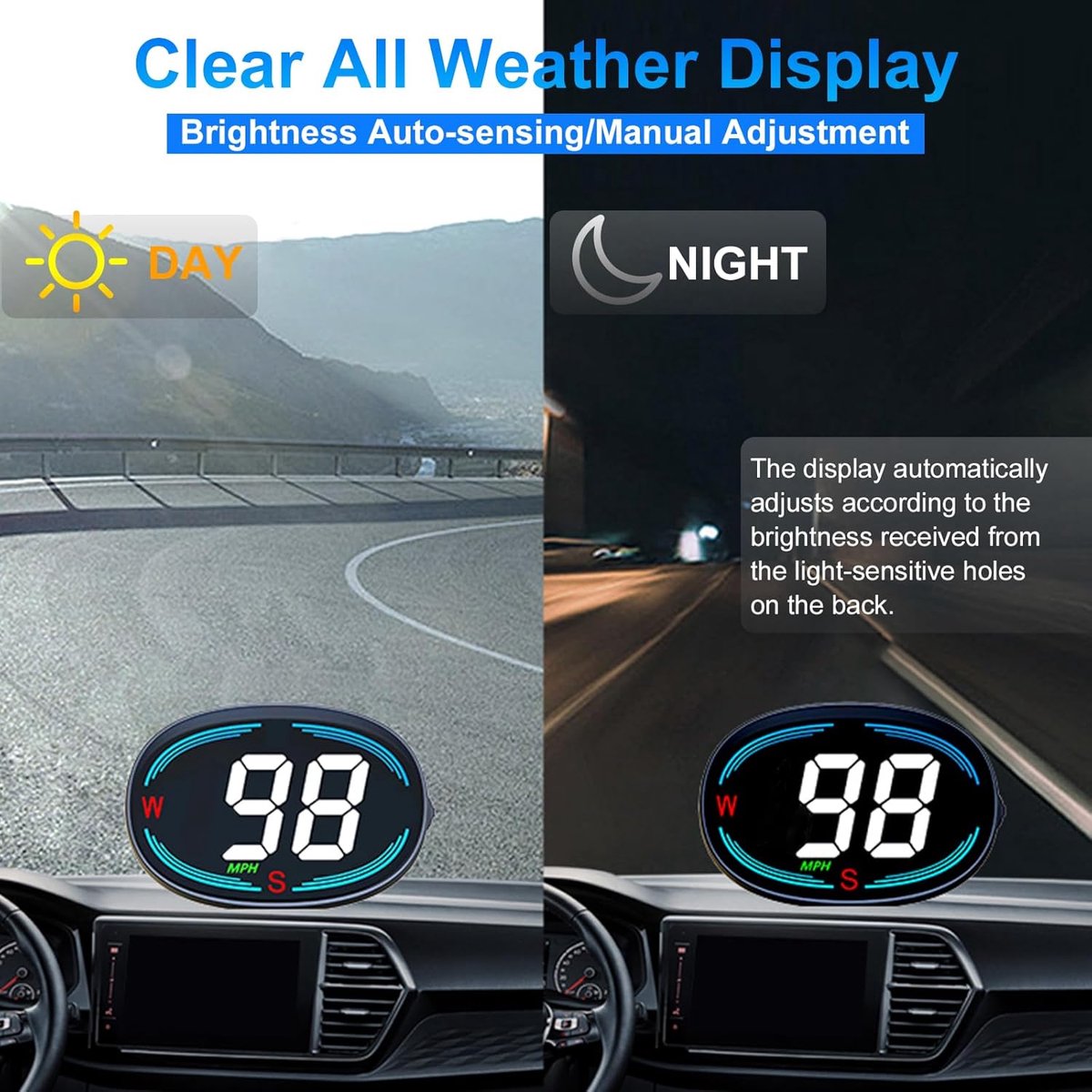 Speedometer - GPS Speedometer - Car Accessories - Universal Head-Up Display - MPH Speedometer - Plug and Play V1188-MS-313-0599