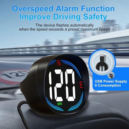Speedometer - GPS Speedometer - Car Accessories - Universal Head-Up Display - MPH Speedometer - Plug and Play V1188-MS-313-0599