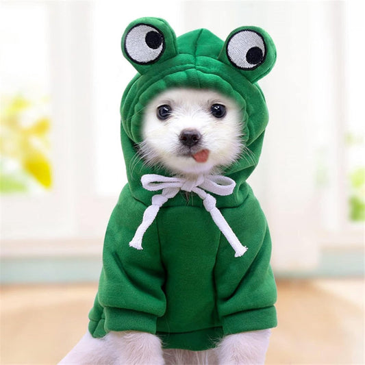 Dog Coat - Warm Winter Dog Clothes - Cute Frog Dog Coat - Hooded Sweatshirt - Warm Dog Coat - Fleece Dog V1188-MS-313-0616