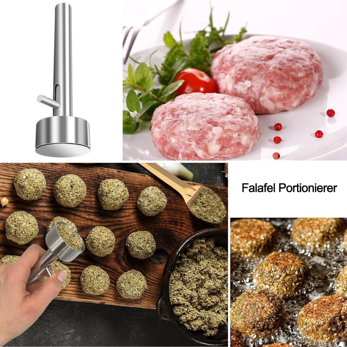 Allecto Plus - 4cm Falafel Scoop - Meatball Maker - Stainless Steel - Kitchen and Restaurant - Non-stick V1188-MS-313-0636