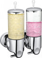 Soap dispenser - silver - 2 reservoirs - 2 x 500ml - wall-mounted - soap pump - soap holder - bathroom and V1188-MS-313-0637