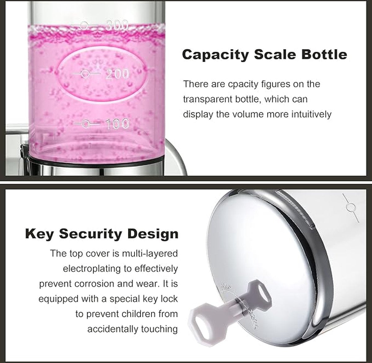 Soap dispenser - silver - 2 reservoirs - 2 x 500ml - wall-mounted - soap pump - soap holder - bathroom and V1188-MS-313-0637