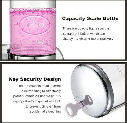 Soap dispenser - silver - 2 reservoirs - 2 x 500ml - wall-mounted - soap pump - soap holder - bathroom and V1188-MS-313-0637