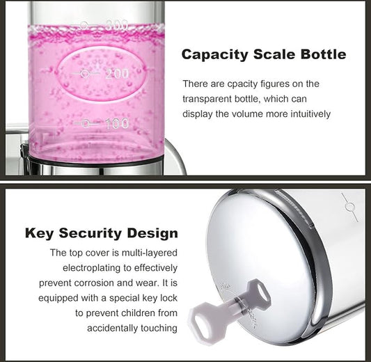 Soap dispenser - silver - 2 reservoirs - 2 x 500ml - wall-mounted - soap pump - soap holder - bathroom and V1188-MS-313-0637