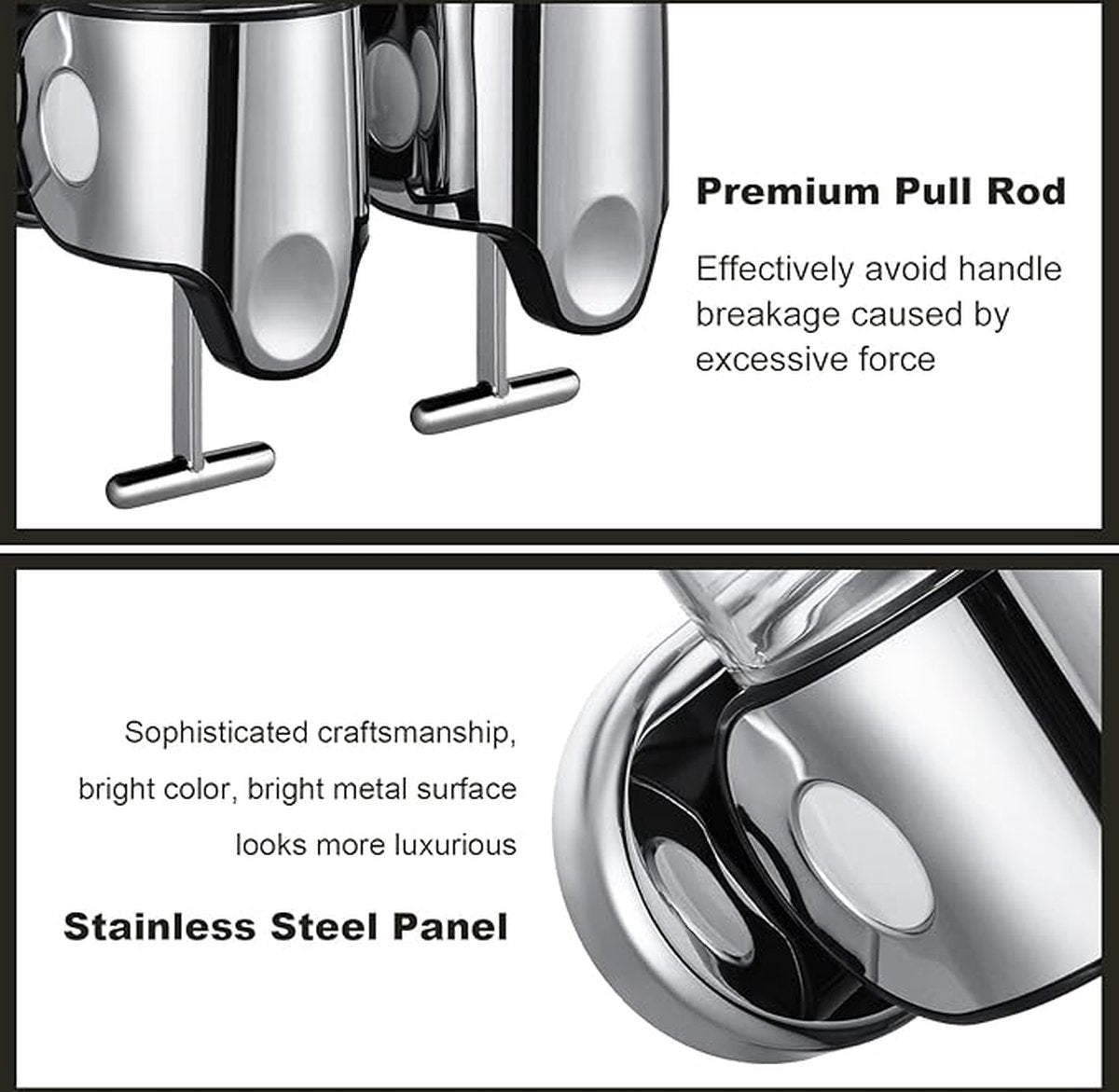 Soap dispenser - silver - 2 reservoirs - 2 x 500ml - wall-mounted - soap pump - soap holder - bathroom and V1188-MS-313-0637