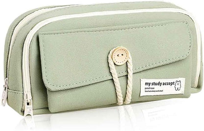 Expandable pencil case with 3 large compartments for girls, boys and students (light green), green, [light V1188-MS-313-0640