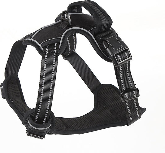 Nixnix - Dog Harness - Size L - Anti-Trek Harness - Dog Harness - Y-Shaped Dog Harness - Reflective - Black V1188-MS-313-0641