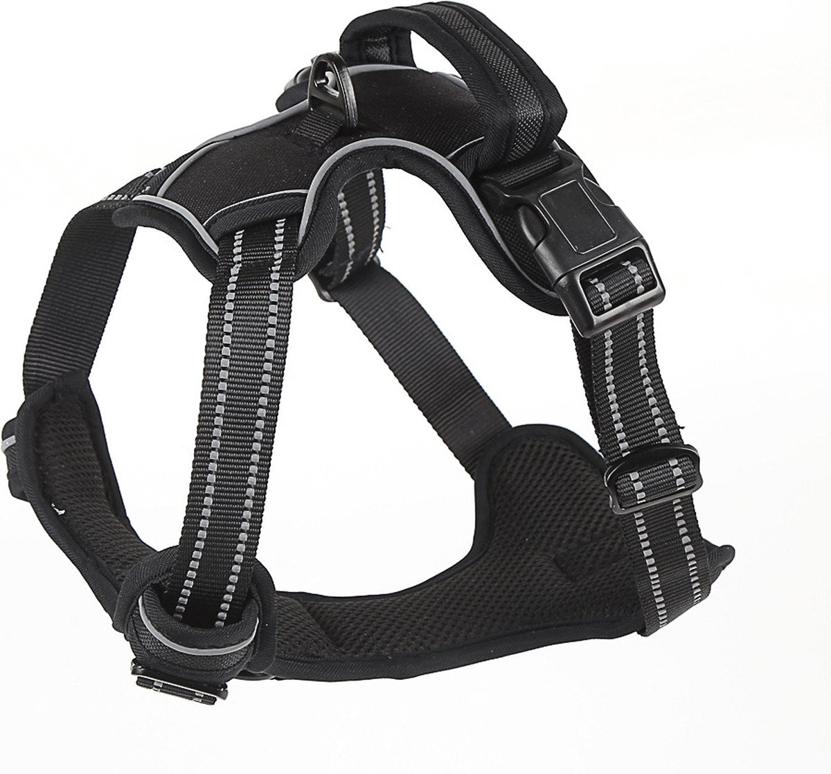 Nixnix - Dog Harness - Size M - Anti-Trek Harness - Dog Harness - Y-Shaped Dog Harness - Reflective - Black V1188-MS-313-0642