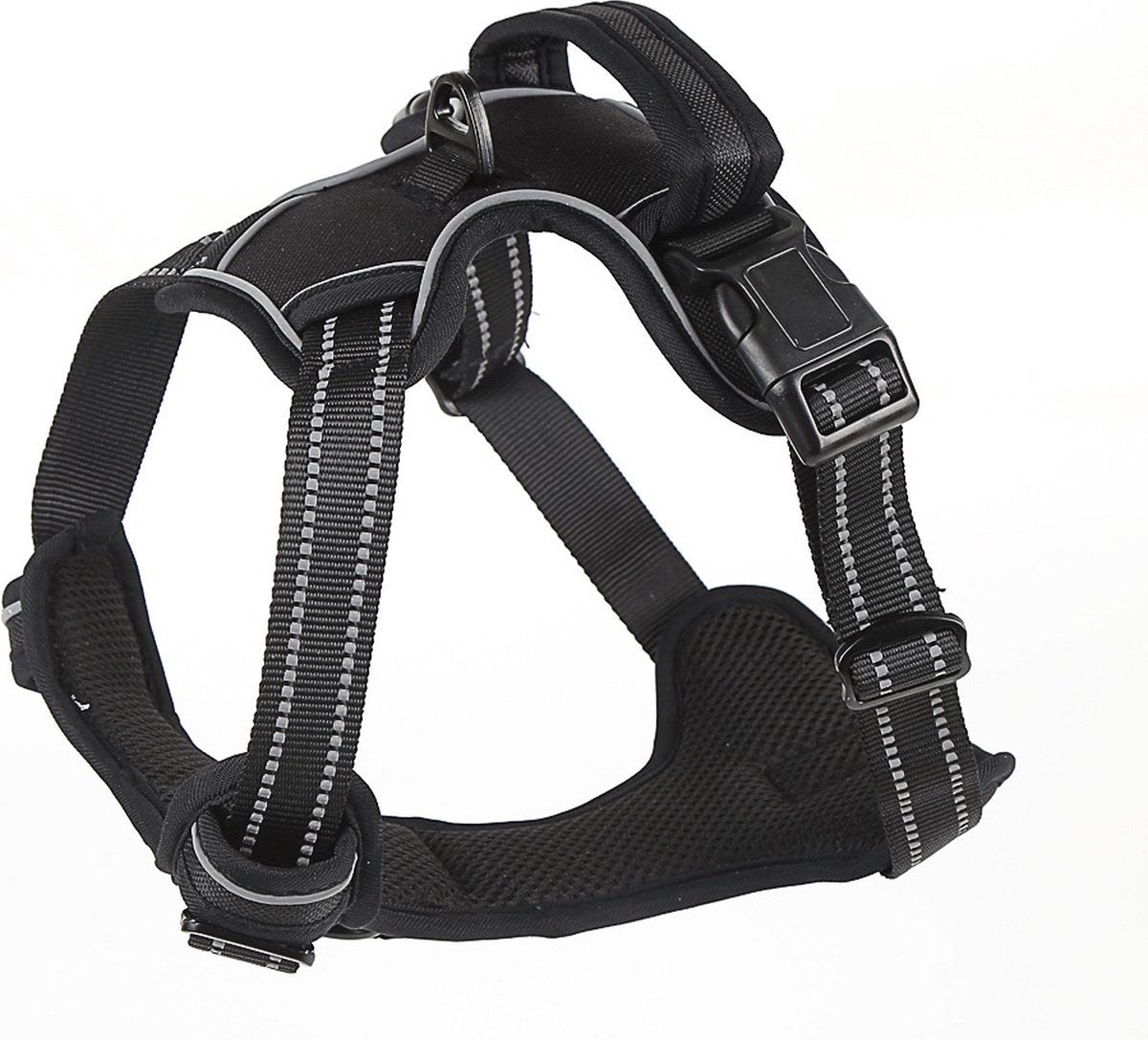 Nixnix - Dog Harness - Size S - Anti-Trek Harness - Dog Harness - Y-Shaped Dog Harness - Reflective - Black V1188-MS-313-0644