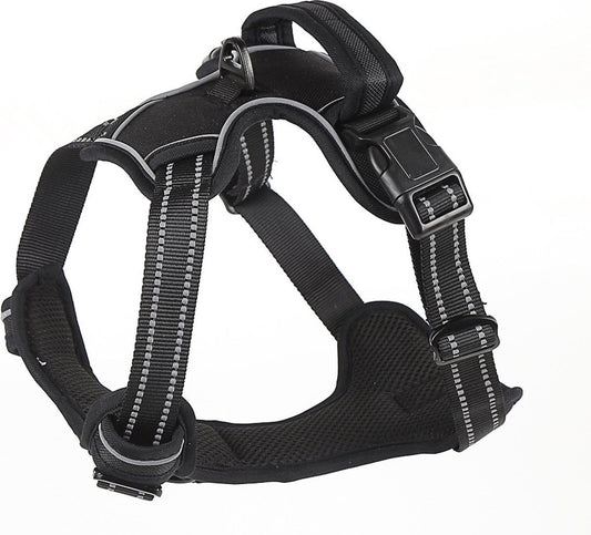 Nixnix - Dog Harness - Size S - Anti-Trek Harness - Dog Harness - Y-Shaped Dog Harness - Reflective - Black V1188-MS-313-0644