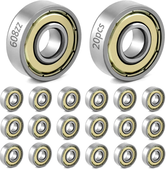 20 608zz ball bearings - Miniature deep groove ball bearings, double metal shielding - For skateboards, V1188-MS-313-0645