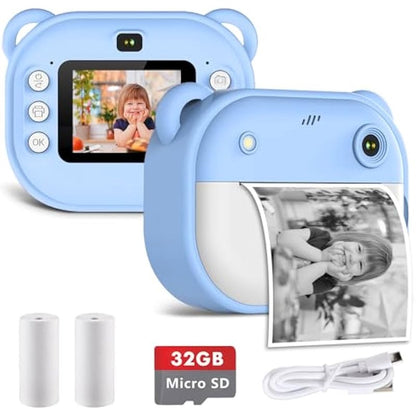 Instant Camera, 1080p HD Digital Camera, Suitable for Boys and Girls, Includes a GB Memory Card and Printer V1188-MS-313-0651