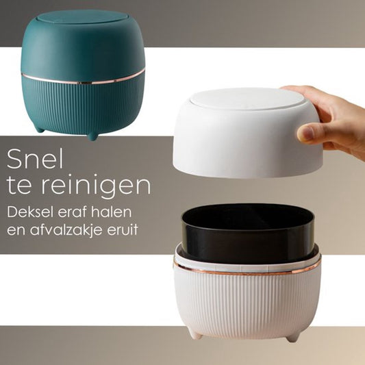 Klein Prullenbak - Designer Trash Can with Lid - Mini Prullenbak - Small trash can ideal for the countertop, V1188-MS-313-0660