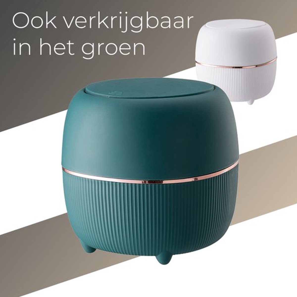 Klein Prullenbak - Designer Trash Can with Lid - Mini Prullenbak - Small trash can ideal for the countertop, V1188-MS-313-0660