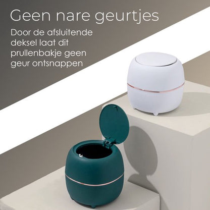 Klein Prullenbak - Designer Trash Can with Lid - Mini Prullenbak - Small trash can ideal for the countertop, V1188-MS-313-0660