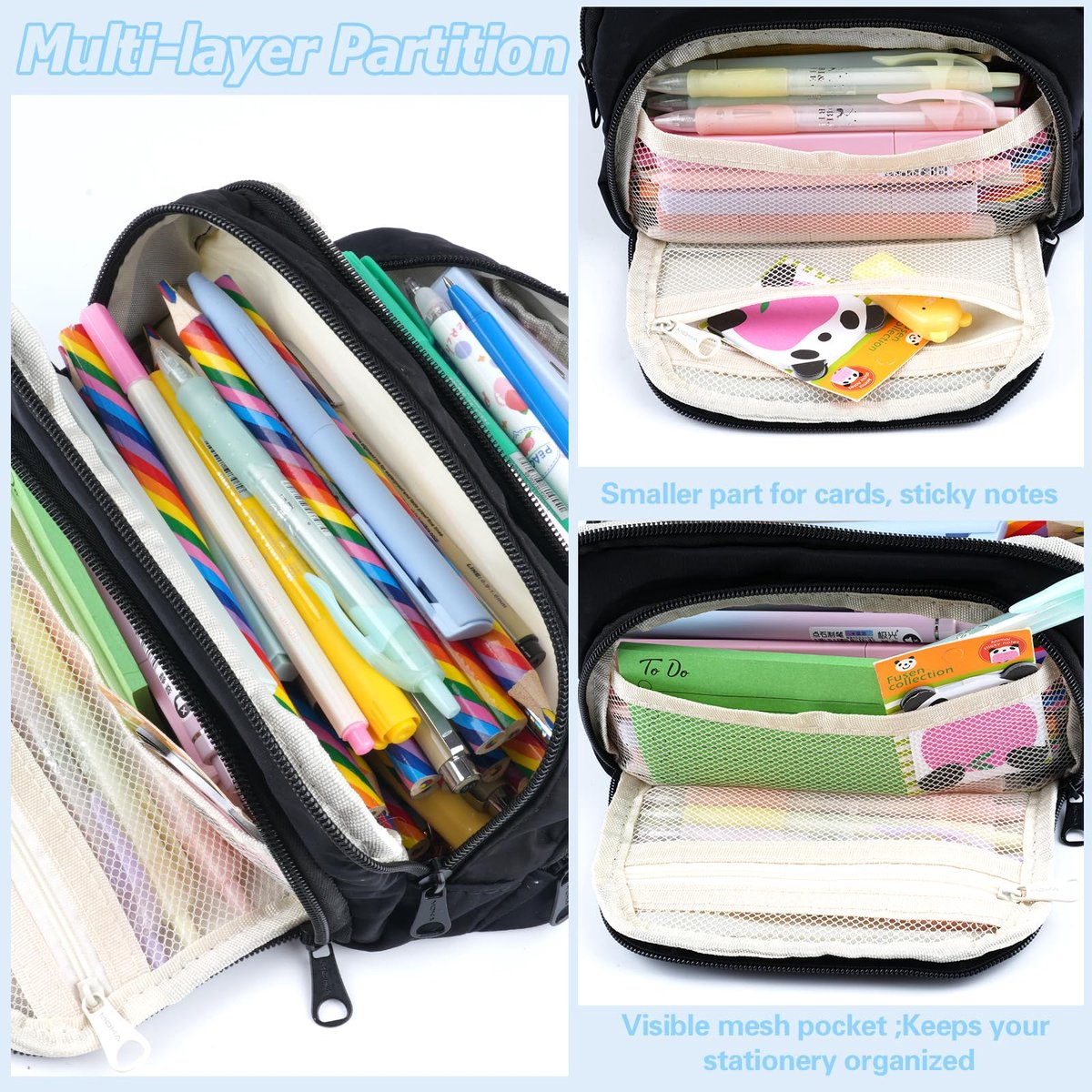 Pencil Case - Pencil Case - Adults - Boys and Girls - School Pencil Case - Black V1188-MS-313-0661