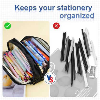 Pencil Case - Pencil Case - Adults - Boys and Girls - School Pencil Case - Black V1188-MS-313-0661