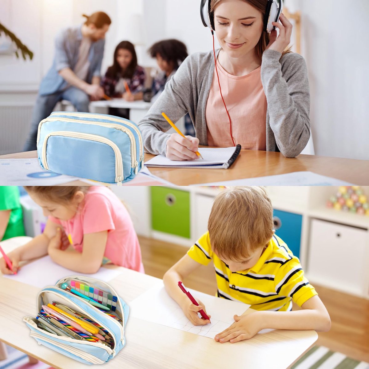 Pencil Case - Pencil Case - Adults - Boys and Girls - School Pencil Case - Blue V1188-MS-313-0662