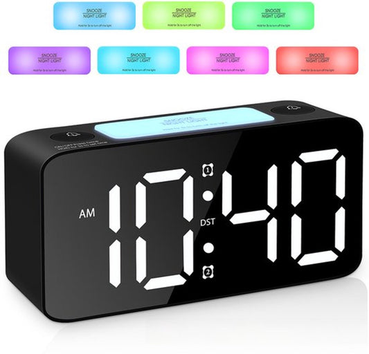 Digital Night Light - Extra Powerful - 7-Color Night Light - Ideal for Heavy Sleepers - Adjustable Volume and V1188-MS-313-0663