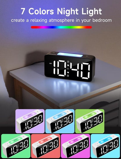 Digital Night Light - Extra Powerful - 7-Color Night Light - Ideal for Heavy Sleepers - Adjustable Volume and V1188-MS-313-0663
