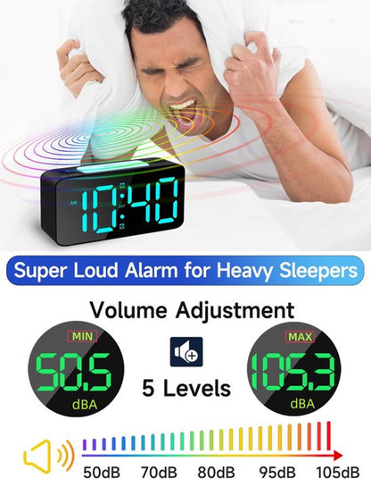 Digital Night Light - Extra Powerful - 7-Color Night Light - Ideal for Heavy Sleepers - Adjustable Volume and V1188-MS-313-0663