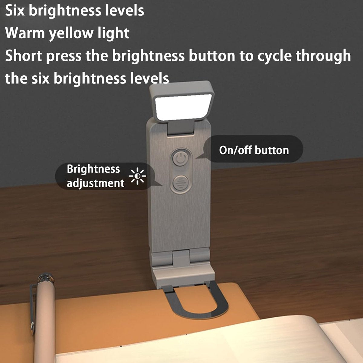 Reading Lamp - Book Lamp with Clip - 6 Lighting Levels - Bedtime Use - Adjustable Intensity - Reading Lamps - V1188-MS-313-0665