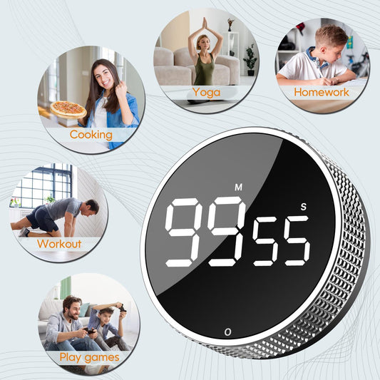 Digital Timer - Digital Kitchen Timer - Smart Timer - LED Display - Magnetic - 360 Degree Rotation - BBQ V1188-MS-313-0668
