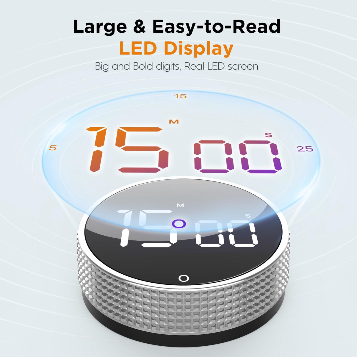 Digital Timer - Digital Kitchen Timer - Smart Timer - LED Display - Magnetic - 360 Degree Rotation - BBQ V1188-MS-313-0668