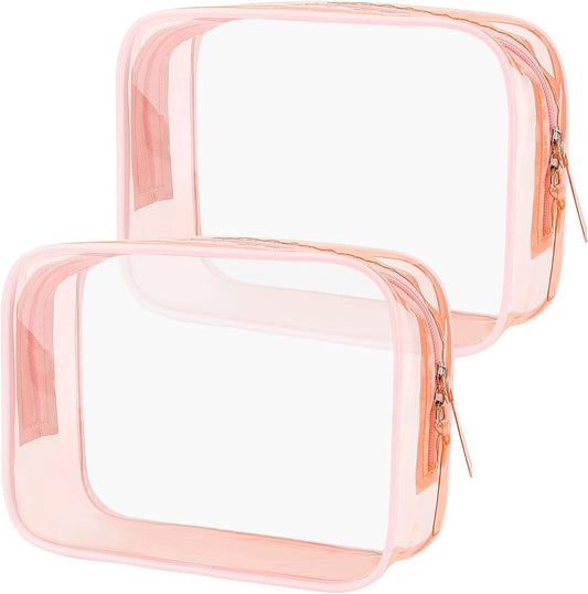 Transparent pink toiletry bag, waterproof toiletry bag with zipper V1188-MS-313-0670