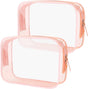 Transparent pink toiletry bag, waterproof toiletry bag with zipper V1188-MS-313-0670