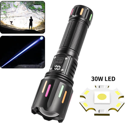 High power white laser LED flashlight, rechargeable zoom waterproof Type-C flashlight for outdoor use - V1188-MS-313-0677