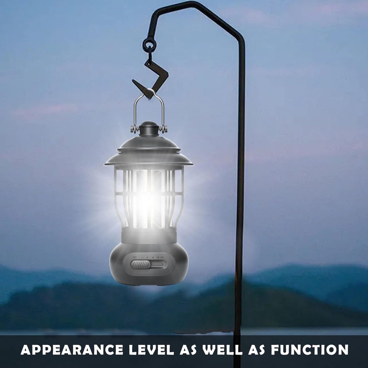 Rechargeable Camping Lantern - Retro Camping Lamp - Dimmable COB Hanging Light for Tent, Camping, Fishing, V1188-MS-313-0698