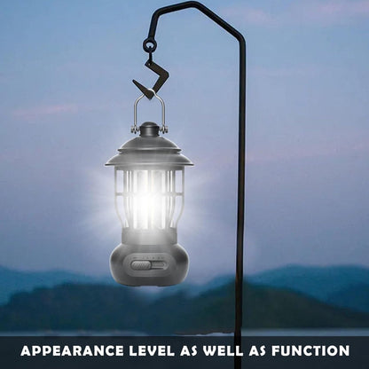 Rechargeable Camping Lantern - Retro Camping Lamp - Dimmable COB Hanging Light for Tent, Camping, Fishing, V1188-MS-313-0698
