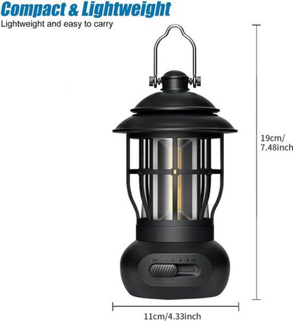 Rechargeable Camping Lantern - Retro Camping Lamp - Dimmable COB Hanging Light for Tent, Camping, Fishing, V1188-MS-313-0698