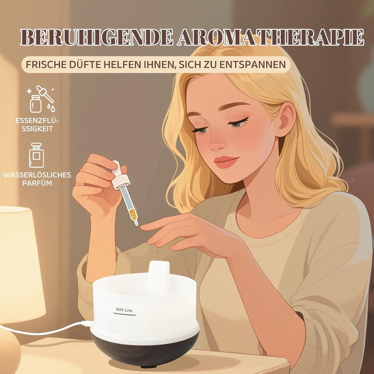 Humidifiers - Aromatherapy Humidifier - 300ml Diffuser - Air Humidifier - Room Humidifier - 7-Color LED - V1188-MS-313-0699