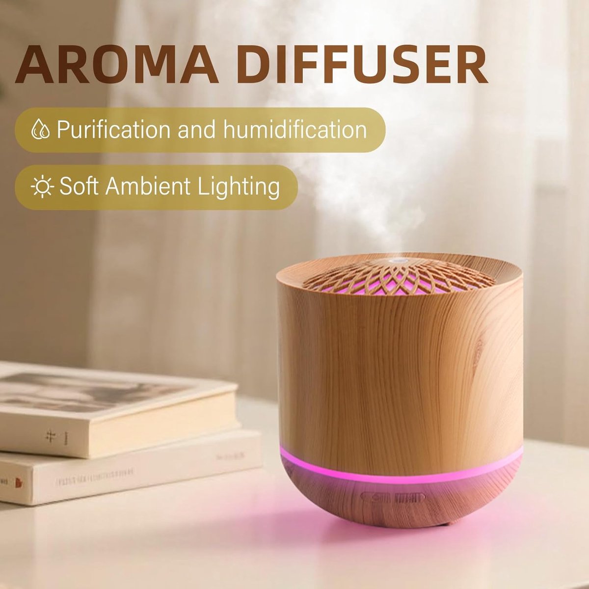 Humidifiers - Aromatherapy Humidifier - 300ml Diffuser - Air Humidifier - Room Humidifier - 7-Color LED - V1188-MS-313-0700