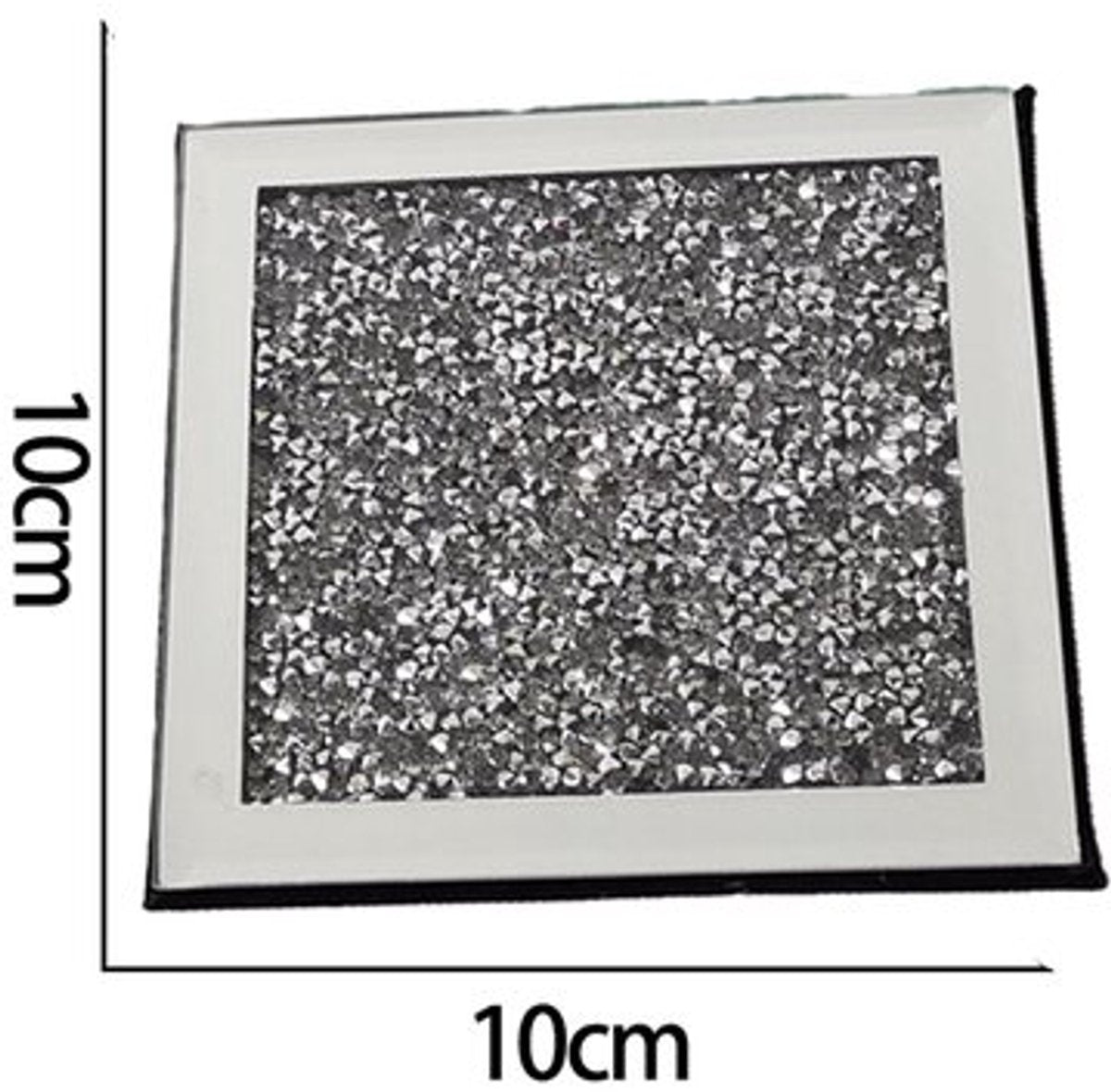 Set of 4 Mirror Effect Coasters - Crushed Diamond Coasters - Table Decor - With cut diamond crystal and V1188-MS-313-0731