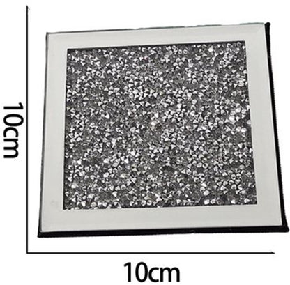 Set of 4 Mirror Effect Coasters - Crushed Diamond Coasters - Table Decor - With cut diamond crystal and V1188-MS-313-0731