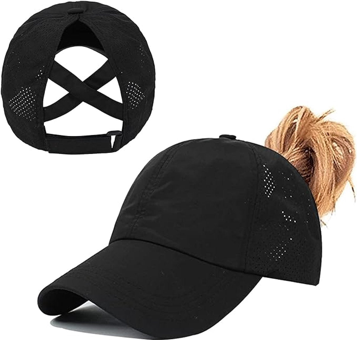 Women's ponytail baseball cap, adjustable summer cap in quick-drying breathable mesh, unisex baseball cap, V1188-MS-313-0739