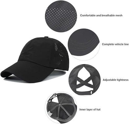 Women's ponytail baseball cap, adjustable summer cap in quick-drying breathable mesh, unisex baseball cap, V1188-MS-313-0739